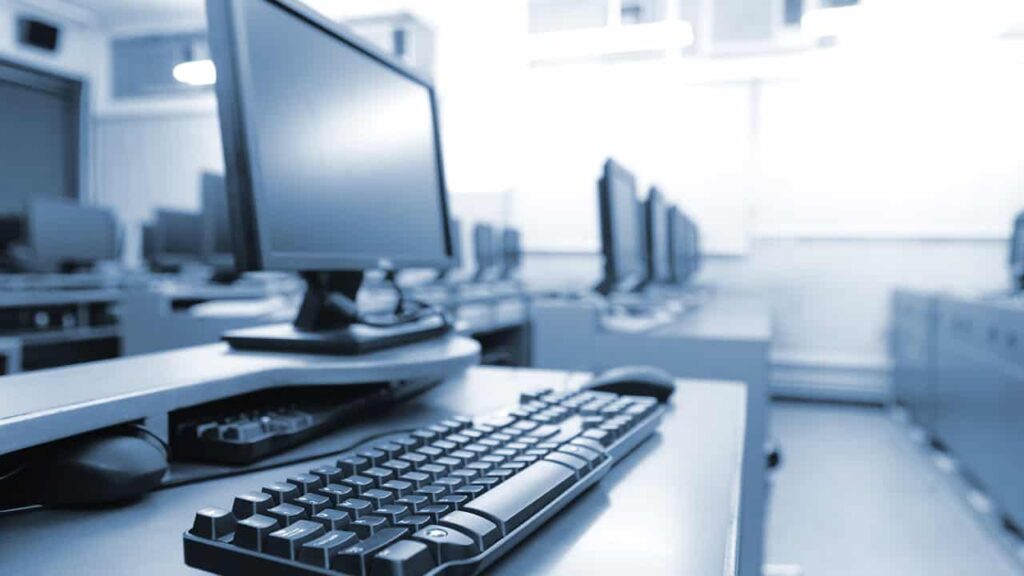 college,education,data,dim,screen,learning,training,office,lab,lcd,interior,network,computer,futuristic,modern,furniture,school,dark,perspective,place,row,class,tech,keyboard,business,work,center,cool,display,workstation,classroom,monitor,technology,room,blue,corporate,laboratory,future,desk,science,internet;